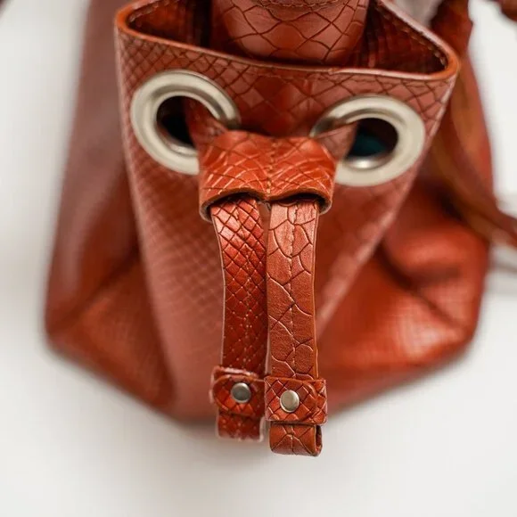 NWOT VELEZ Metallic Orange Leather Shoulder Bag - Picture 10 of 12